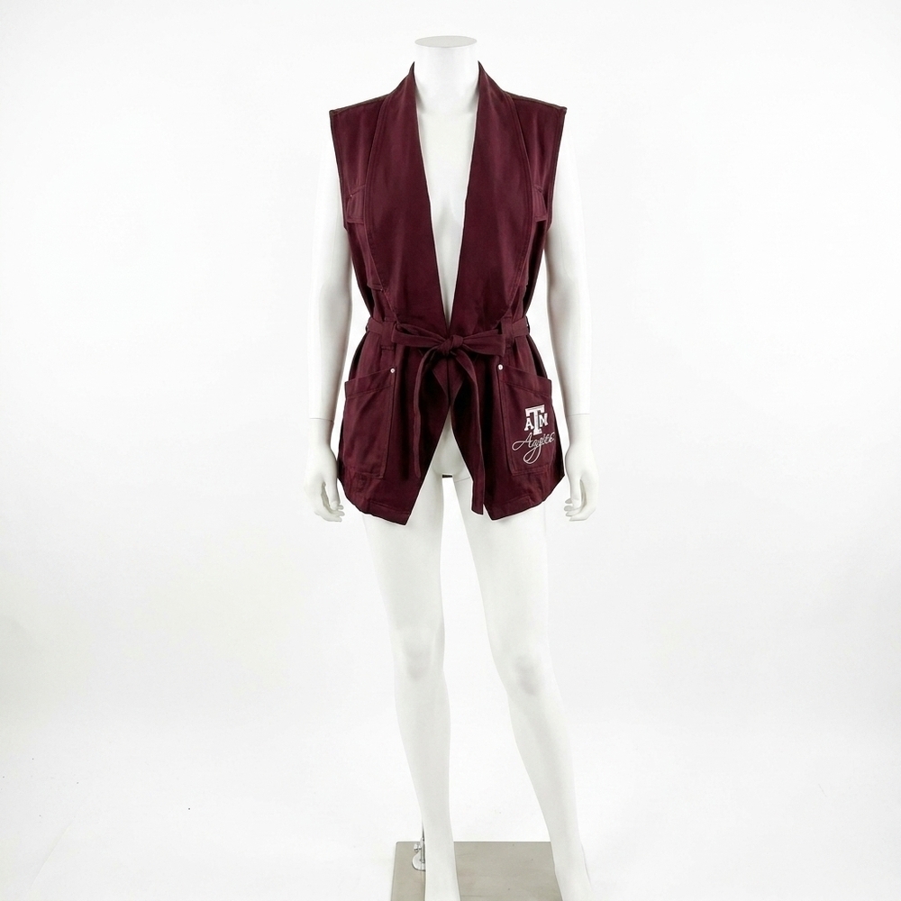 NEW GAMEDAY COUTURE texas a&m university logo drawstring vest in burgundy